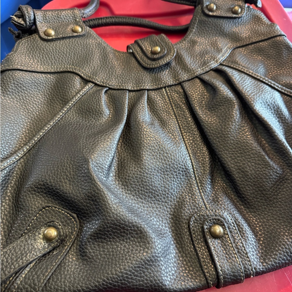 Chic blackish Vegan leather heavyweight durable boho biker, style shoulder bag - Picture 5 of 16